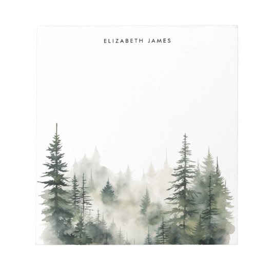 Rustieke Waterverf mistig taartbos gepersonaliseer Notitieblok (Voorkant)