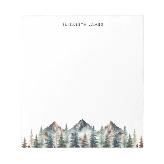 Rustieke Waterverf mistig taartbos gepersonaliseer Notitieblok (Voorkant)