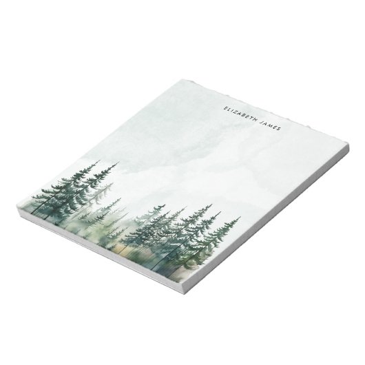 Rustieke Waterverf mistig taartbos gepersonaliseer Notitieblok (Linkerzijde)