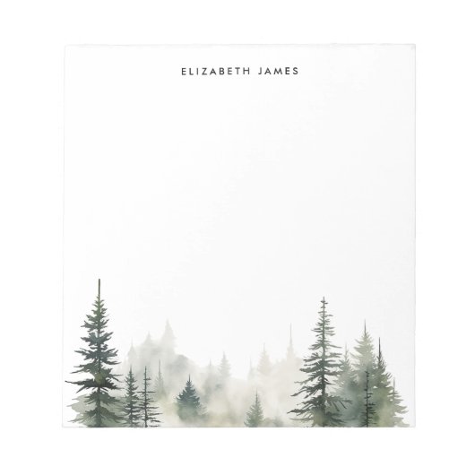 Rustieke Waterverf mistig taartbos gepersonaliseer Notitieblok (Voorkant)