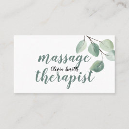 Rustieke Waterverf Moderne Groene Bloemige Massage Visitekaartje