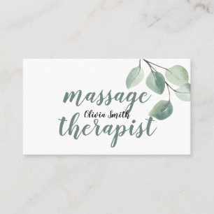 Rustieke Waterverf Moderne Groene Bloemige Massage Visitekaartje