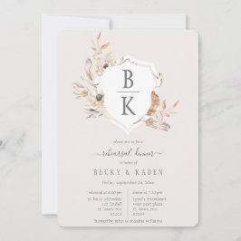 Rustieke Waterverf Monogram Crest repetitie diner Kaart