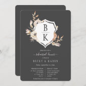 Rustieke Waterverf Monogram Crest repetitie diner Kaart (Voorkant / Achterkant)