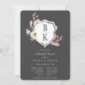 Rustieke Waterverf Monogram Crest repetitie diner Kaart (Voorkant)