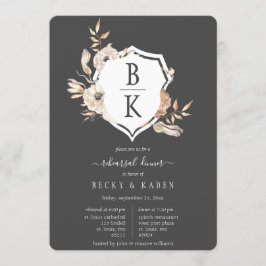 Rustieke Waterverf Monogram Crest repetitie diner Kaart