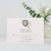 Rustieke Waterverf Monogram Crest RSVP (Staand voorkant)