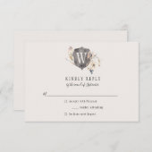 Rustieke Waterverf Monogram Crest RSVP (Voorkant / Achterkant)