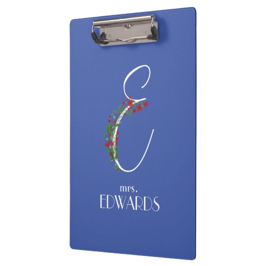 Rustieke waterverf monogram E docent Klembord (Links)