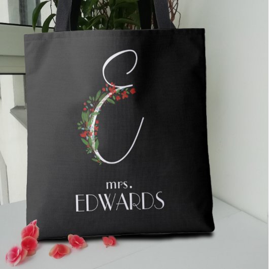 Rustieke waterverf monogram E docent Tote Bag