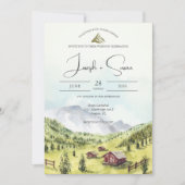 Rustieke Waterverf Mountain Bossen Pine Tree Bruil Kaart (Voorkant)