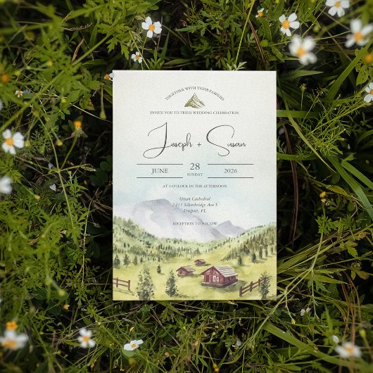 Rustieke Waterverf Mountain Bossen Pine Tree Bruil Kaart