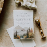 Rustieke Waterverf Mountain bruiloft Details Kaart<br><div class="desc">Dit is een Mountain Wedding Details kaart met een prachtige waterverf herfst bergscène en een elegante lettercombinatie. Bewerk alle bewoordingen en alle kleuren behalve de kleur van de waterverf bergscène. De kleur van de groenblijvende druppel kan niet worden bewerkt. // Voor overeenkomende items, bezoek dan het "SAWYER" collectie in de...</div>