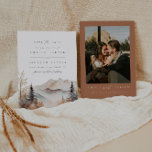 Rustieke Waterverf Mountain bruiloft uitnodiging<br><div class="desc">Dit is een berg om de huwelijksuitnodiging te bewaren met een prachtige waterverf herfst bergscène en een elegante lettercombinatie. Bewerk alle bewoordingen en alle kleuren behalve de kleur van de waterverf bergscène. // Voor overeenkomende items, bezoek dan het "SAWYER" collectie in de Sincerely By Nicole Zazzle winkel. * Als u...</div>
