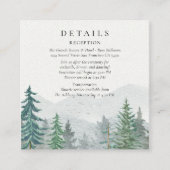 Rustieke Waterverf Mountain Green Pine Tree Bruilo Informatiekaartje (Voorkant)