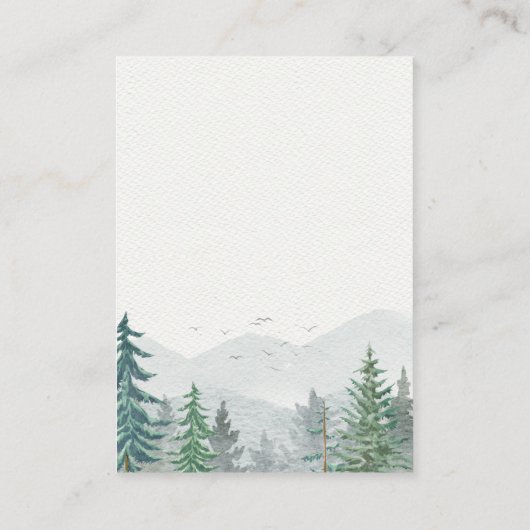 Rustieke Waterverf Mountain Green Pine Tree Bruilo Informatiekaartje (Achterkant)
