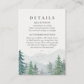 Rustieke Waterverf Mountain Green Pine Tree Bruilo Informatiekaartje (Voorkant)