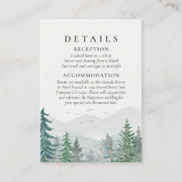 Rustieke Waterverf Mountain Green Pine Tree Bruilo Informatiekaartje