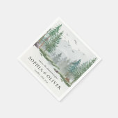 Rustieke Waterverf Mountain Green Pine Tree Bruilo Servet (Hoek)