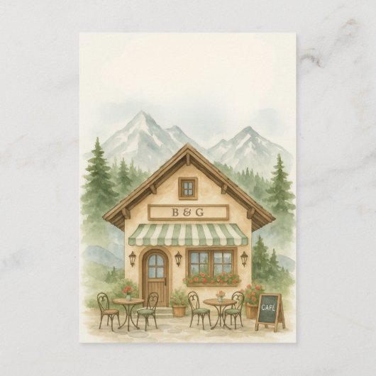 Rustieke waterverf Mountain huwelijksbestemming Informatiekaartje (Achterkant)