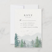 Rustieke Waterverf Mountain Pine Forest Wedding RSVP Kaartje (Voorkant)