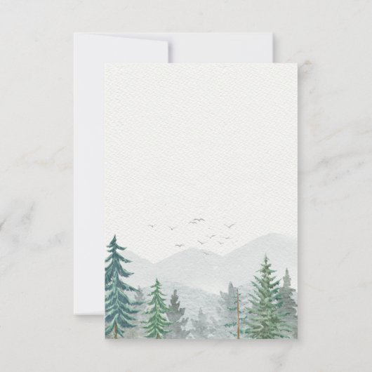 Rustieke Waterverf Mountain Pine Forest Wedding RSVP Kaartje (Achterkant)