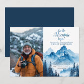 Rustieke Waterverf Mountain Retirement Party Foto Kaart (Voorkant / Achterkant)