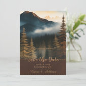 Rustieke Waterverf Mountain Uitzicht Save The Date (Staand voorkant)