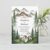 Rustieke Waterverf Mountain Wedding Invitation Kaa Kaart (Staand voorkant)