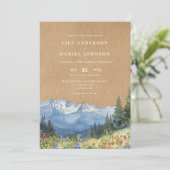 Rustieke Waterverf Mountain Wildflower Wedding Kaart (Staand voorkant)