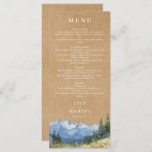 Rustieke Waterverf Mountain Wildflower Wedding Menu (Voorkant / Achterkant)