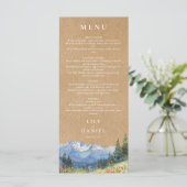 Rustieke Waterverf Mountain Wildflower Wedding Menu (Staand voorkant)
