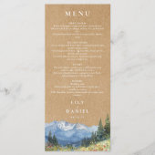 Rustieke Waterverf Mountain Wildflower Wedding Menu (Voorkant)