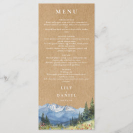 Rustieke Waterverf Mountain Wildflower Wedding Menu