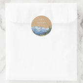 Rustieke Waterverf Mountain Wildflower Wedding Ronde Sticker (Tas)