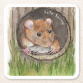 rustieke Waterverf muis Kartonnen Onderzetters (Voorkant)