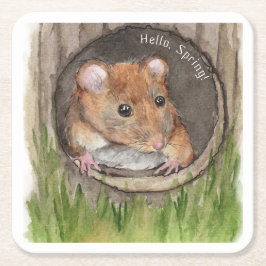 rustieke Waterverf muis Kartonnen Onderzetters