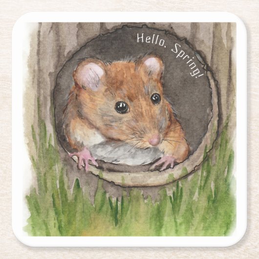 rustieke Waterverf muis Kartonnen Onderzetters (Voorkant)
