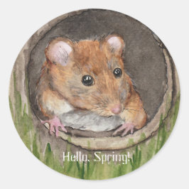 rustieke Waterverf muis Ronde Sticker