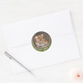 rustieke Waterverf muis Ronde Sticker (Envelop)