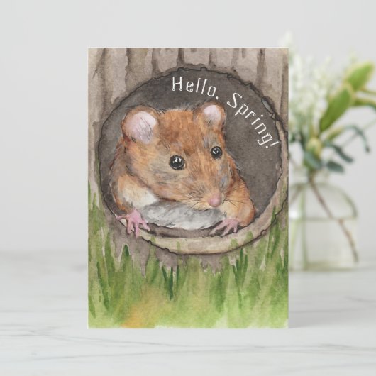 rustieke Waterverf muis Save The Date (Staand voorkant)