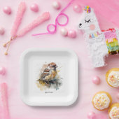 Rustieke Waterverf Mus, op maat Papieren Bordje (Feest)