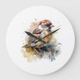 Rustieke Waterverf Mus Vogel Wandklok Kunst
