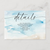 Rustieke Waterverf Oceaan Zee Zomer Strand Bruilof Informatiekaartje (Voorkant)