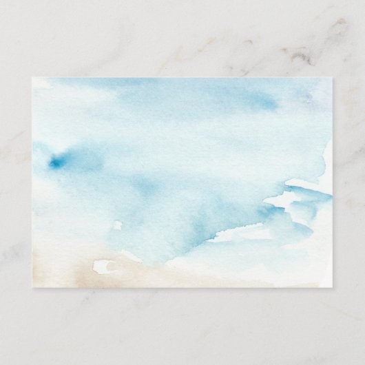 Rustieke Waterverf Oceaan Zee Zomer Strand Bruilof Informatiekaartje (Achterkant)