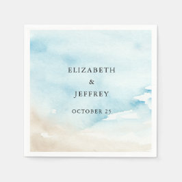 Rustieke Waterverf Oceaan Zee Zomer Strand Bruilof Servet
