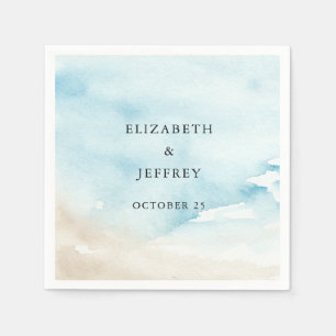 Rustieke Waterverf Oceaan Zee Zomer Strand Bruilof Servet