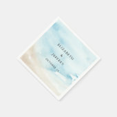 Rustieke Waterverf Oceaan Zee Zomer Strand Bruilof Servet (Hoek)