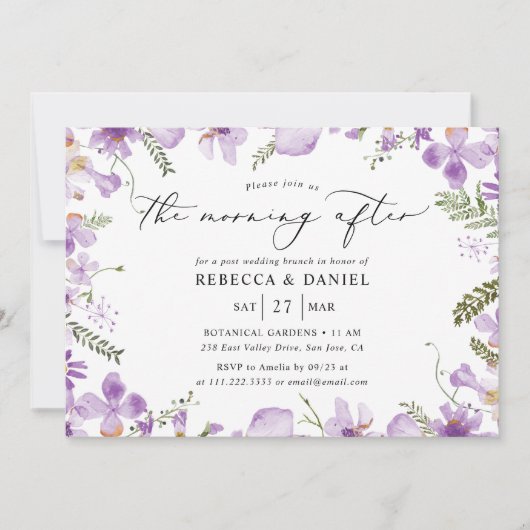 Rustieke Waterverf Ochtend na bruiloft brunch Kaart (Voorkant)