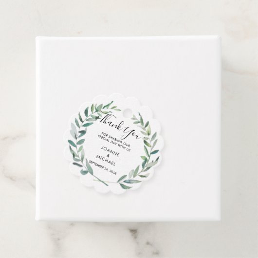 Rustieke Waterverf olijfbladeren Bruiloft Dank u Bedankjes Labels (In situ)